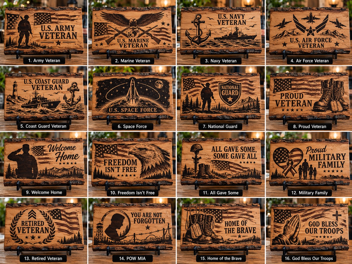Military live-edge sign collection