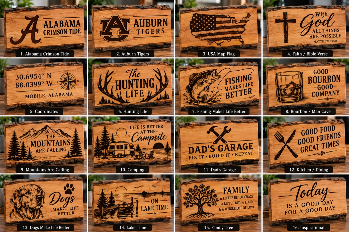 Live-edge wood design collection