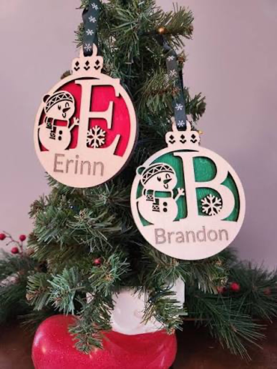Personalized initial ornaments