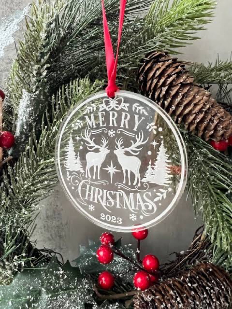 Clear acrylic Christmas ornament