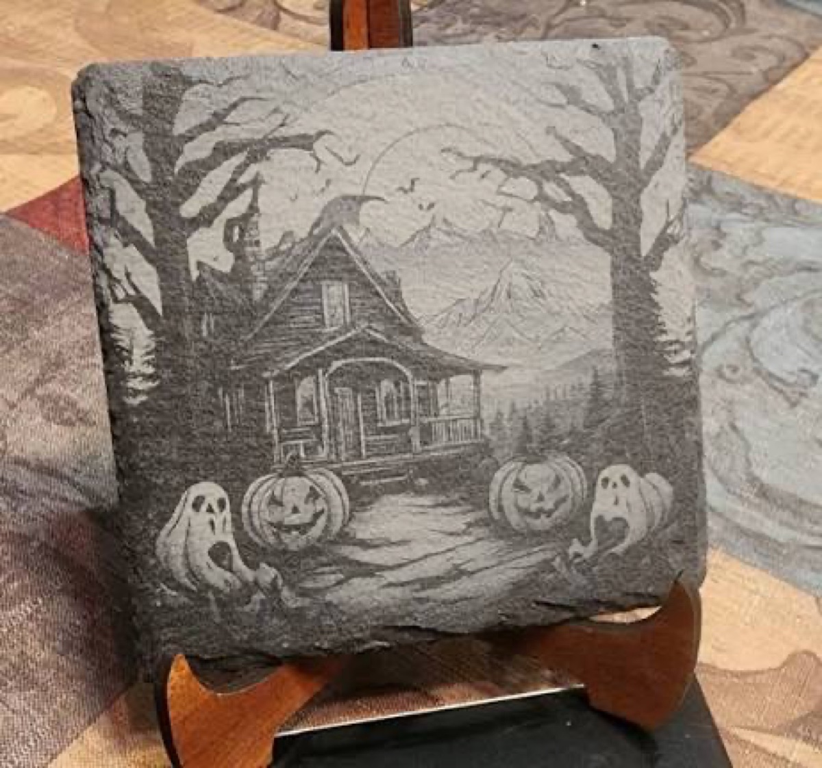 Halloween slate photo engraving