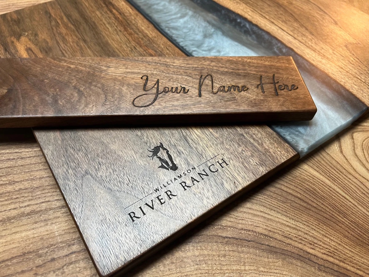Business logo engraved wood board